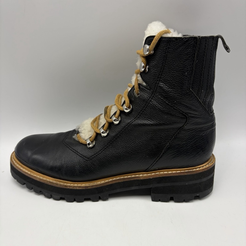 Marc Fisher Ankle Boots Womens 9 Izzie Genuine Shearling Lugsole Leather Lace Up